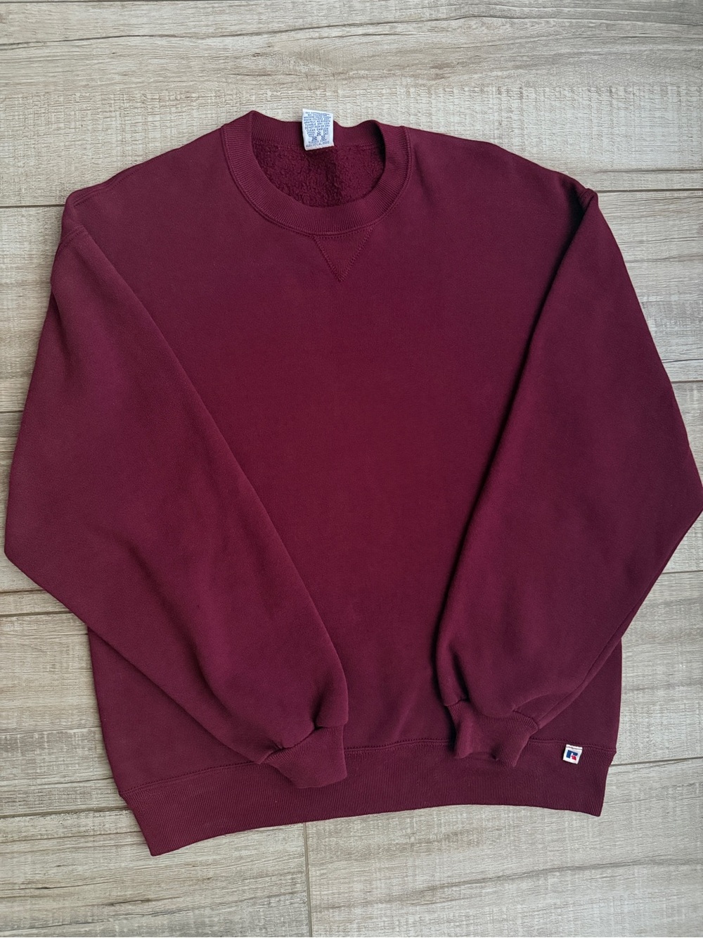 Vintage 90s Russell Athletic Plain Maroon Sweatshirt Made in USA Size L